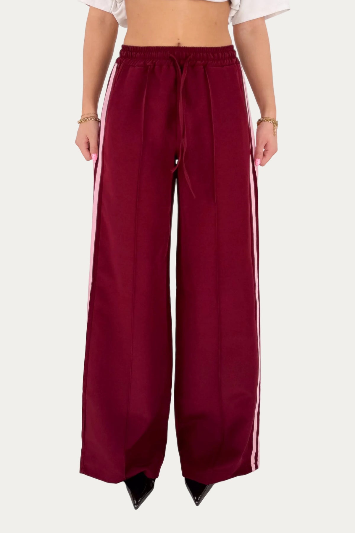 Track Striped Pants - Bordeaux