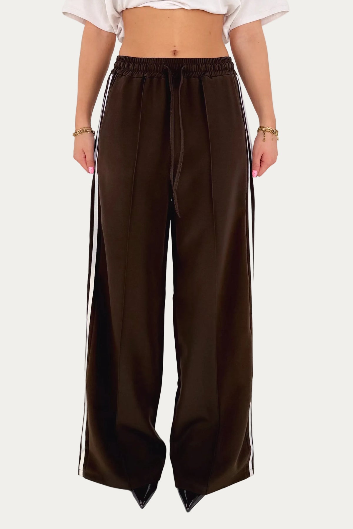 Track Striped Pants - Brown