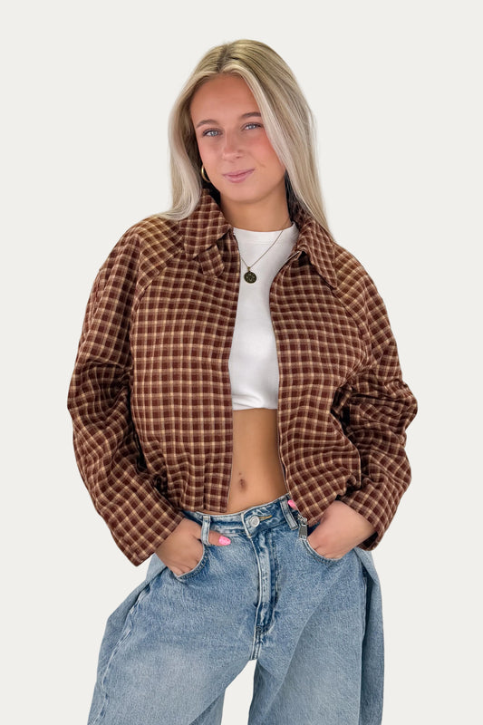 Checked Bomber Jacket - Orange