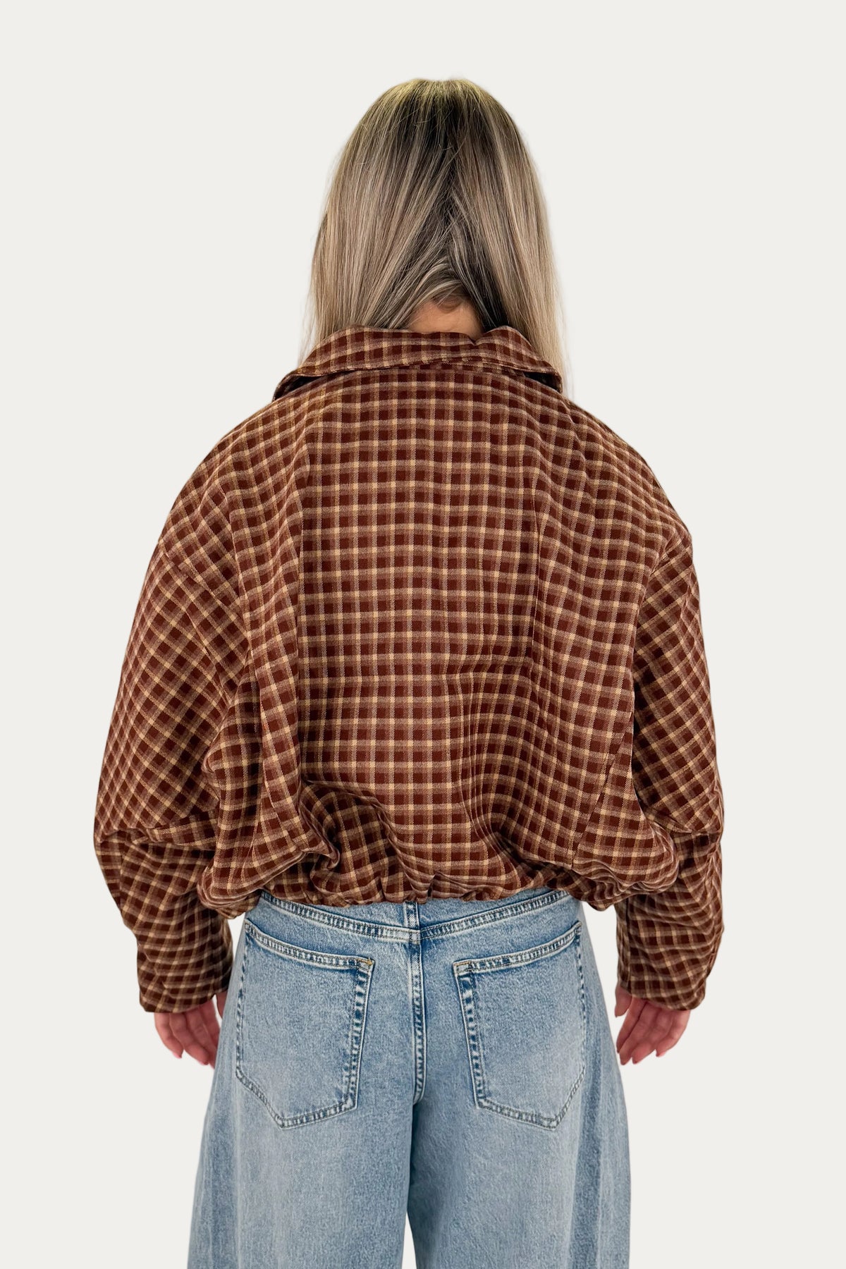 Checked Bomber Jacket - Orange