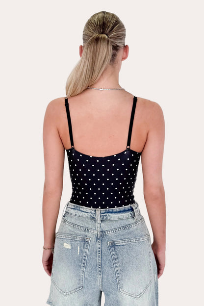 V-neck Body Polka Dot - Black