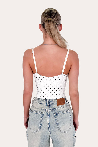 V-neck Body Polka Dot - White