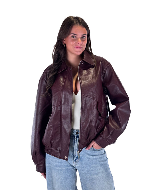 Essential Leather Jacket - Bordeaux