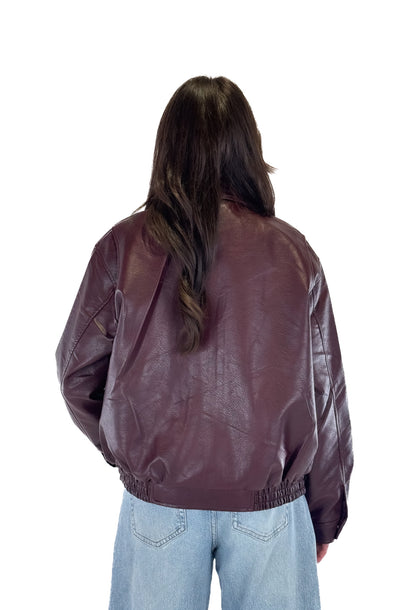 Essential Leather Jacket - Bordeaux