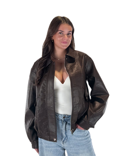 Essential Leather Jacket - Brown