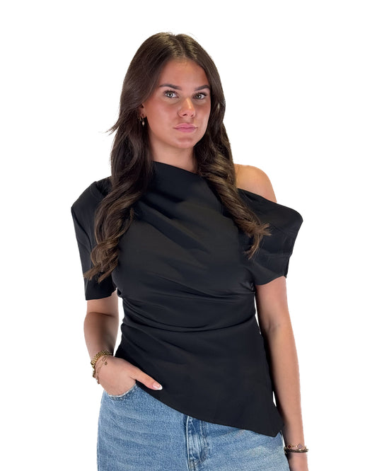 One Shoulder Top - Black