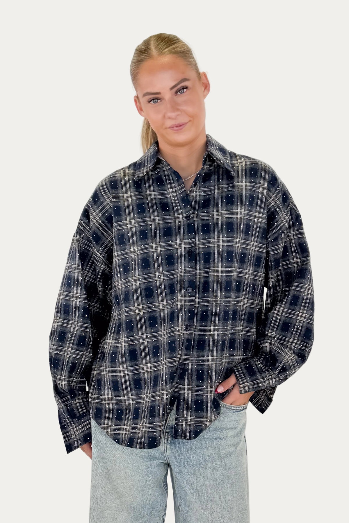 Glitter Flannel - Navy