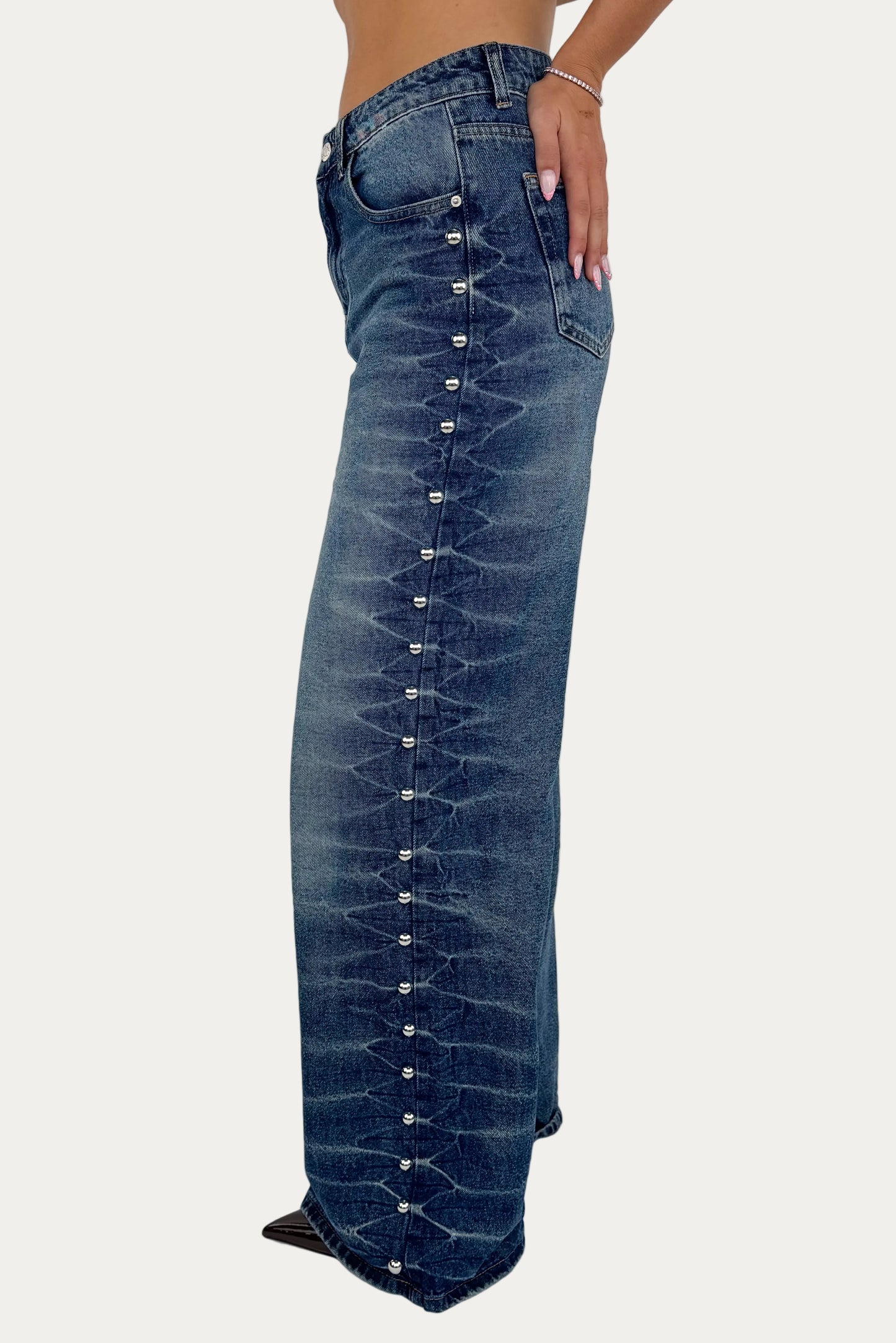 Studded Wide Leg Jeans