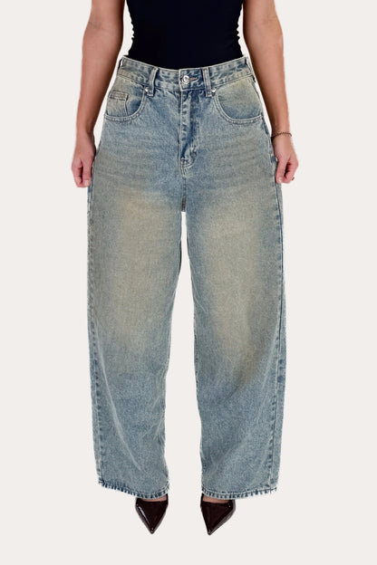 Leather Pocket Balloon Jeans