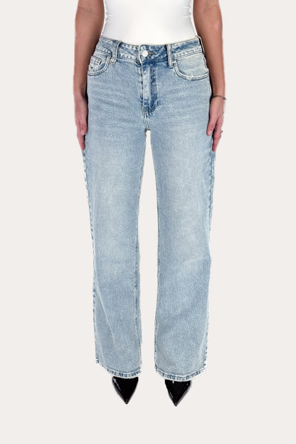 Mid Waist Straight Leg Jeans