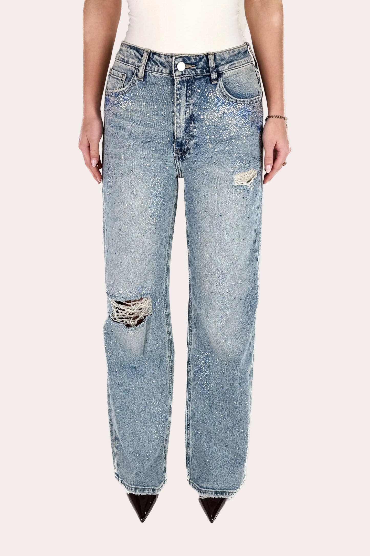 Ripped Ocean Wide Leg Jeans