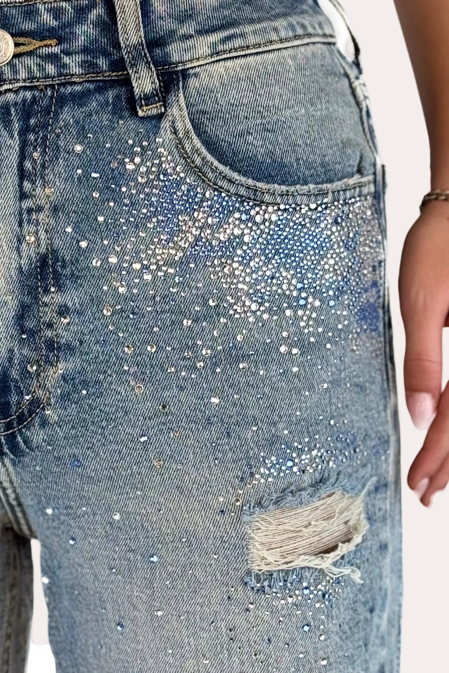 Ripped Ocean Wide Leg Jeans