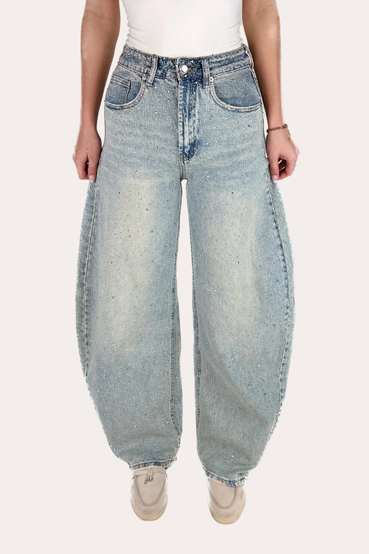 Glitter Balloon jeans - Light Blue
