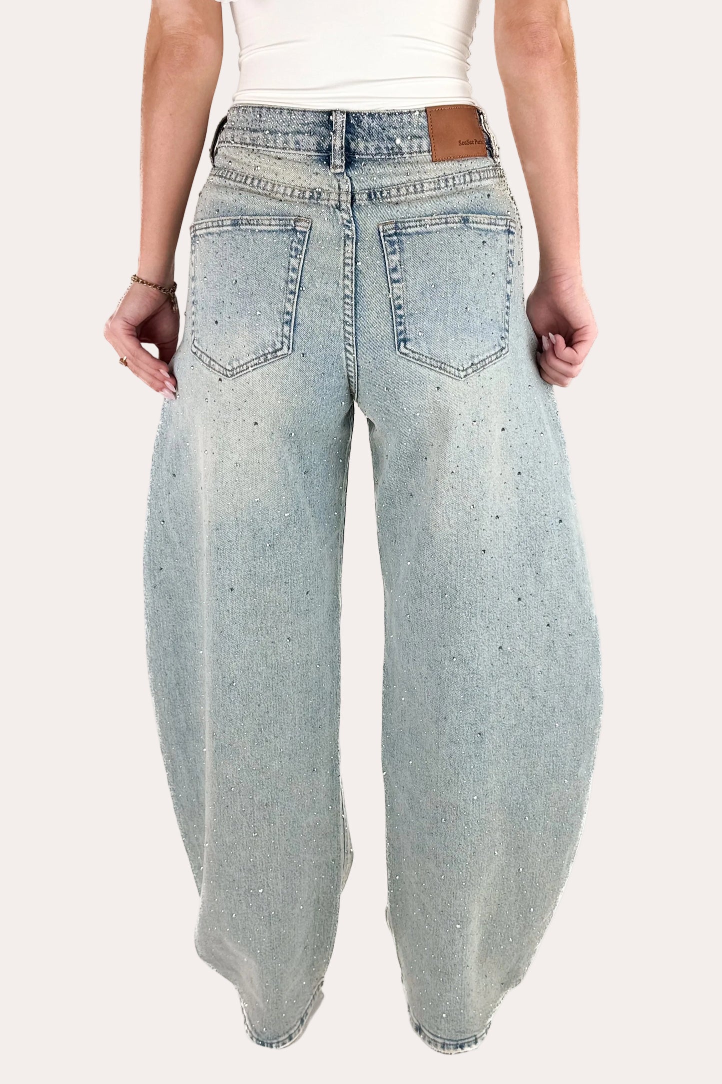 Glitter Balloon jeans - Light Blue