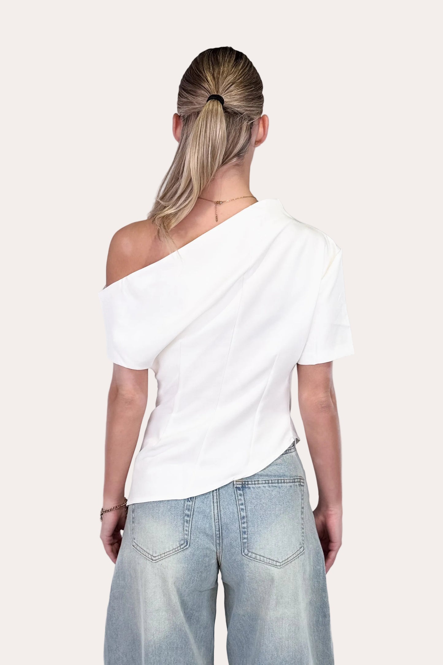 One Shoulder Top - White