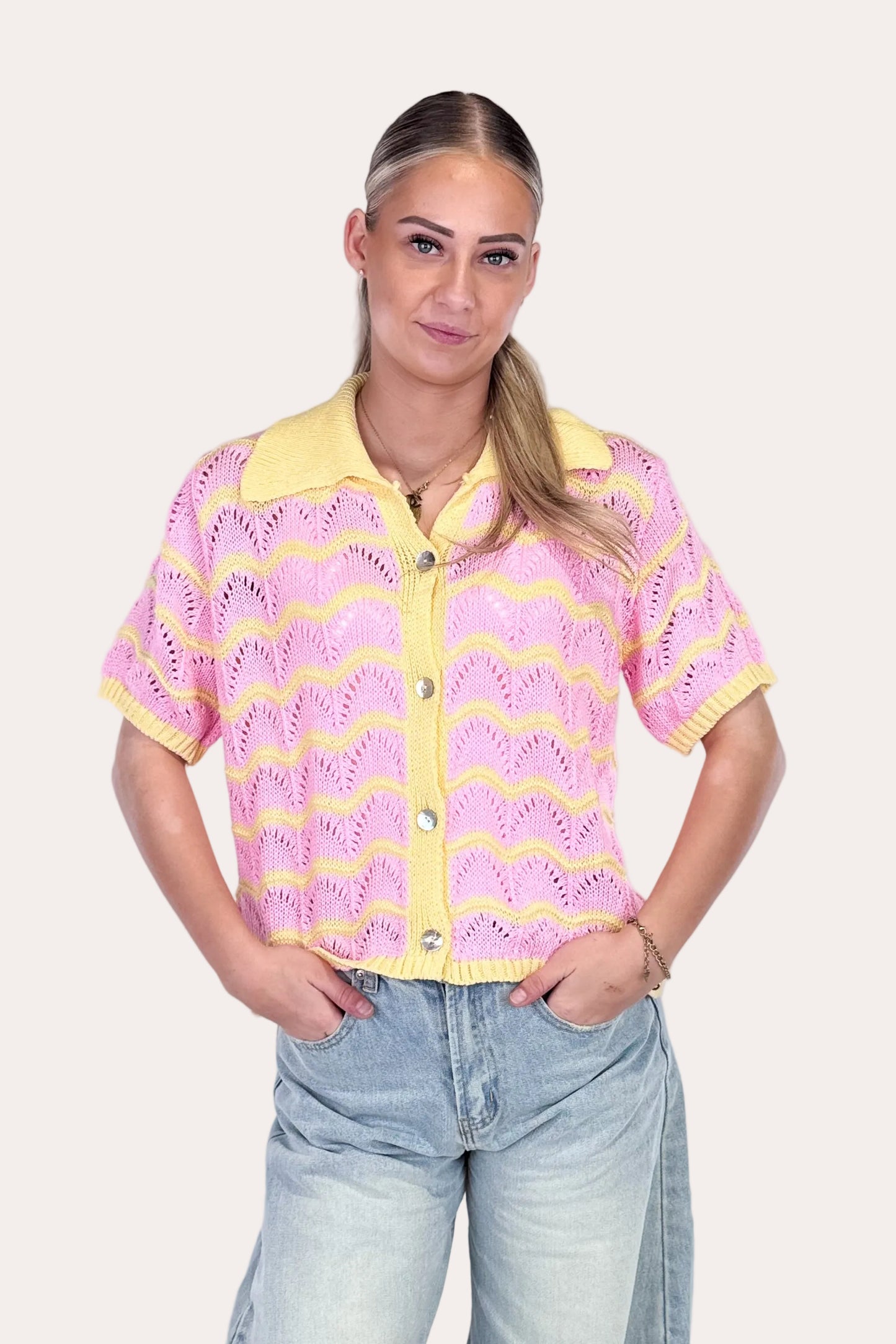 Knitted Summer Top - Pink