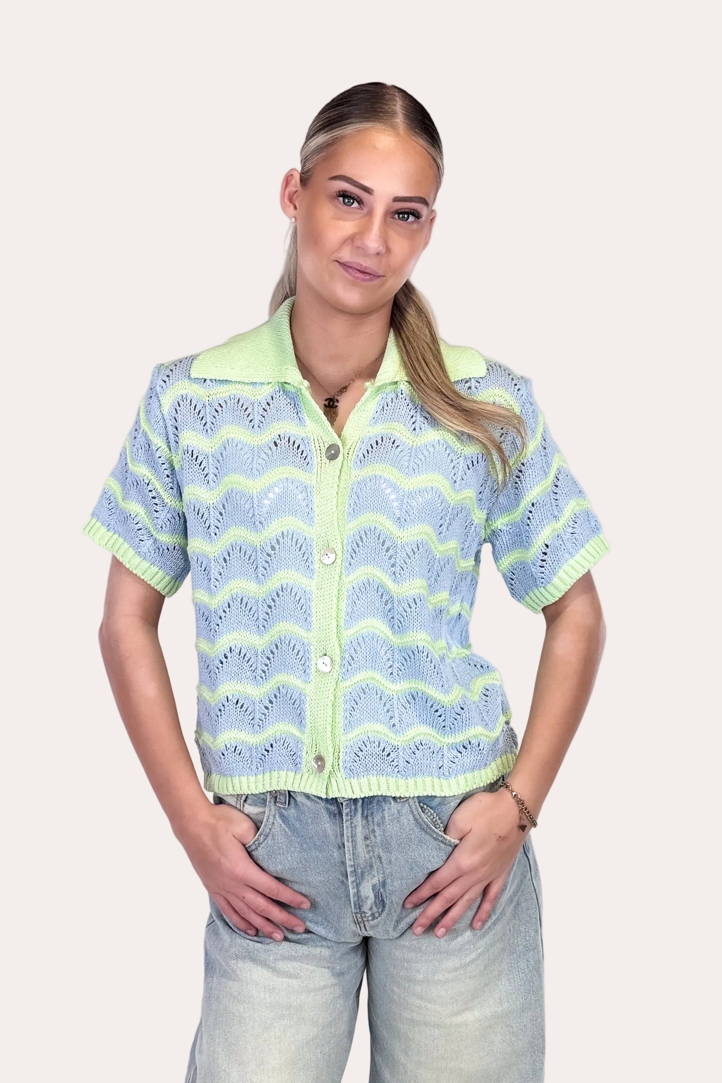 Knitted Summer Top - Blue