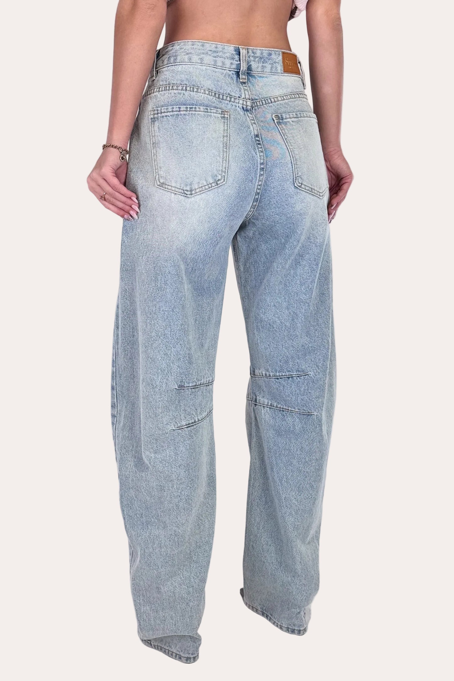 Double Seamed Tall Balloon Jeans - Light Blue