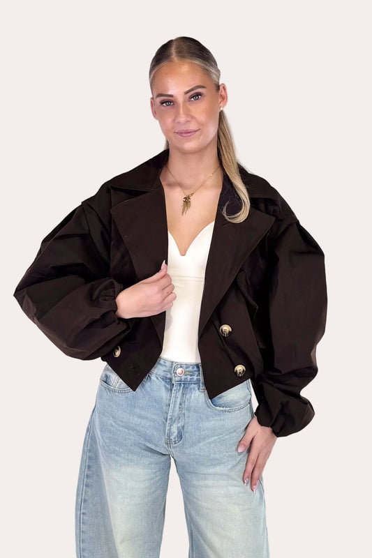 Bomber Trench Coat - Chocolate
