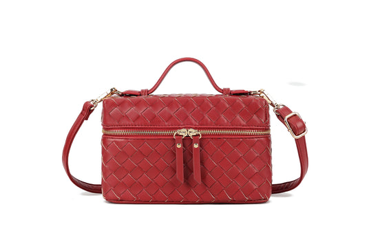 Woven Box Bag - Bordeaux