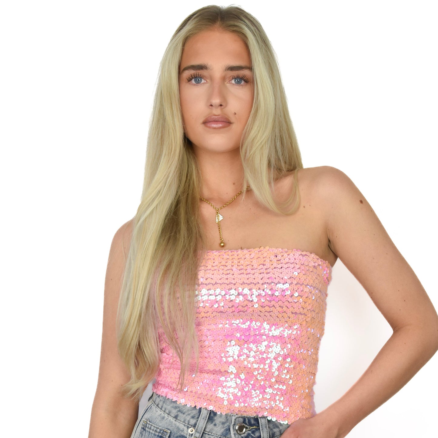 Glitter bandeau Pink - top van Pretty in Pink. 