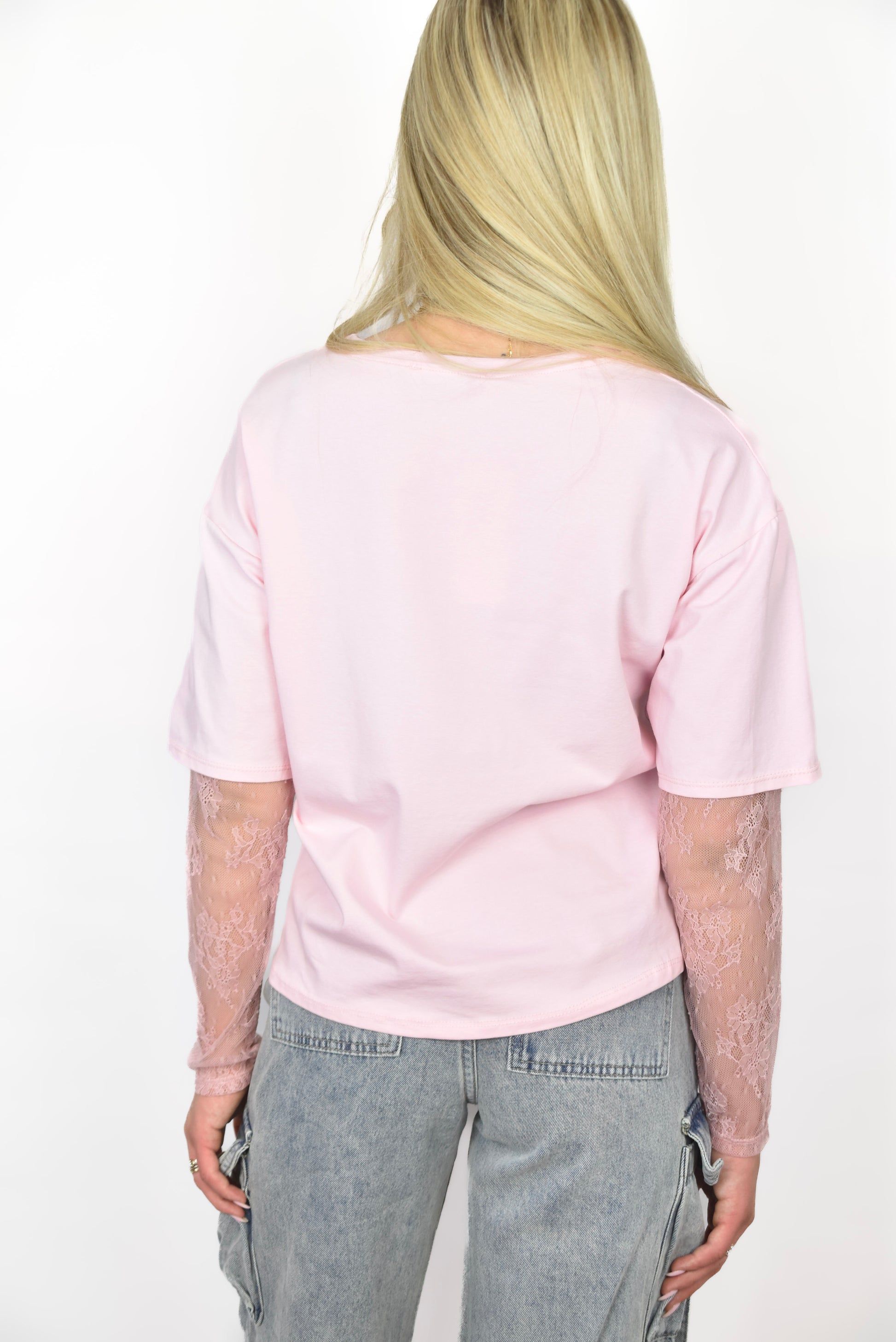 Lace T-shirt Pink -  van Pretty in Pink. 