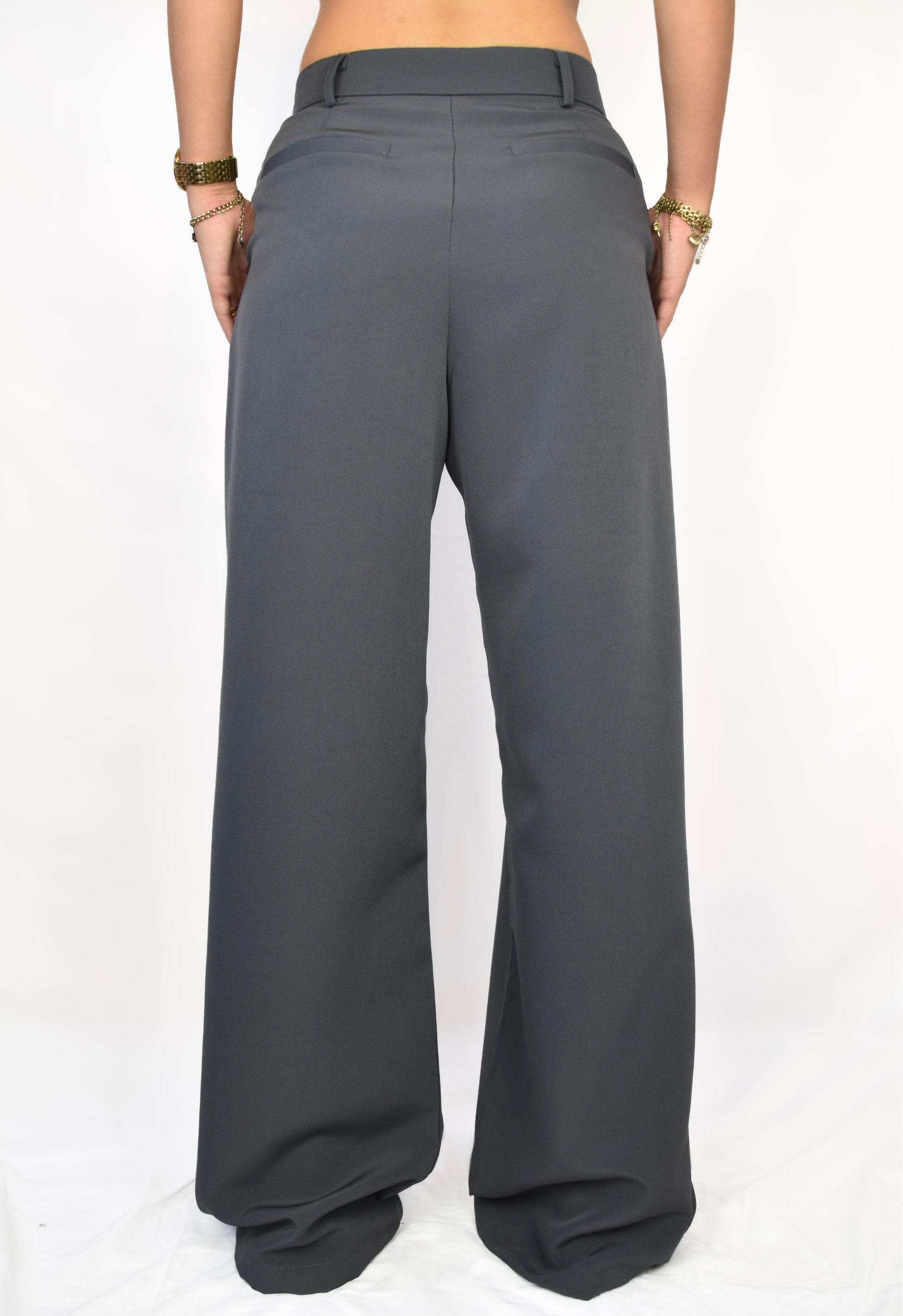Plain Wide Leg Pantalon Donkergrijs - pantalon van Pretty in Pink. 