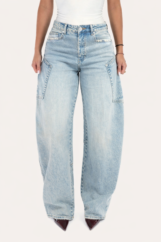 Sage Balloon Jeans - Distressed Blue